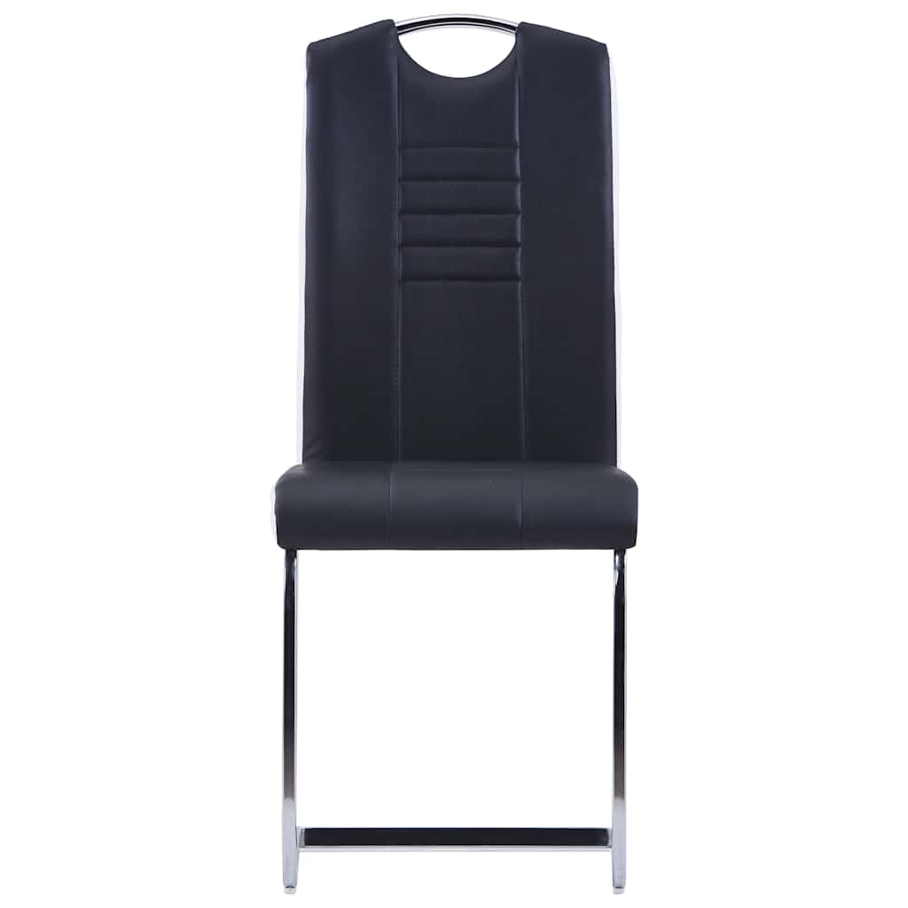 9 Piece Dining Set Faux Leather Black
