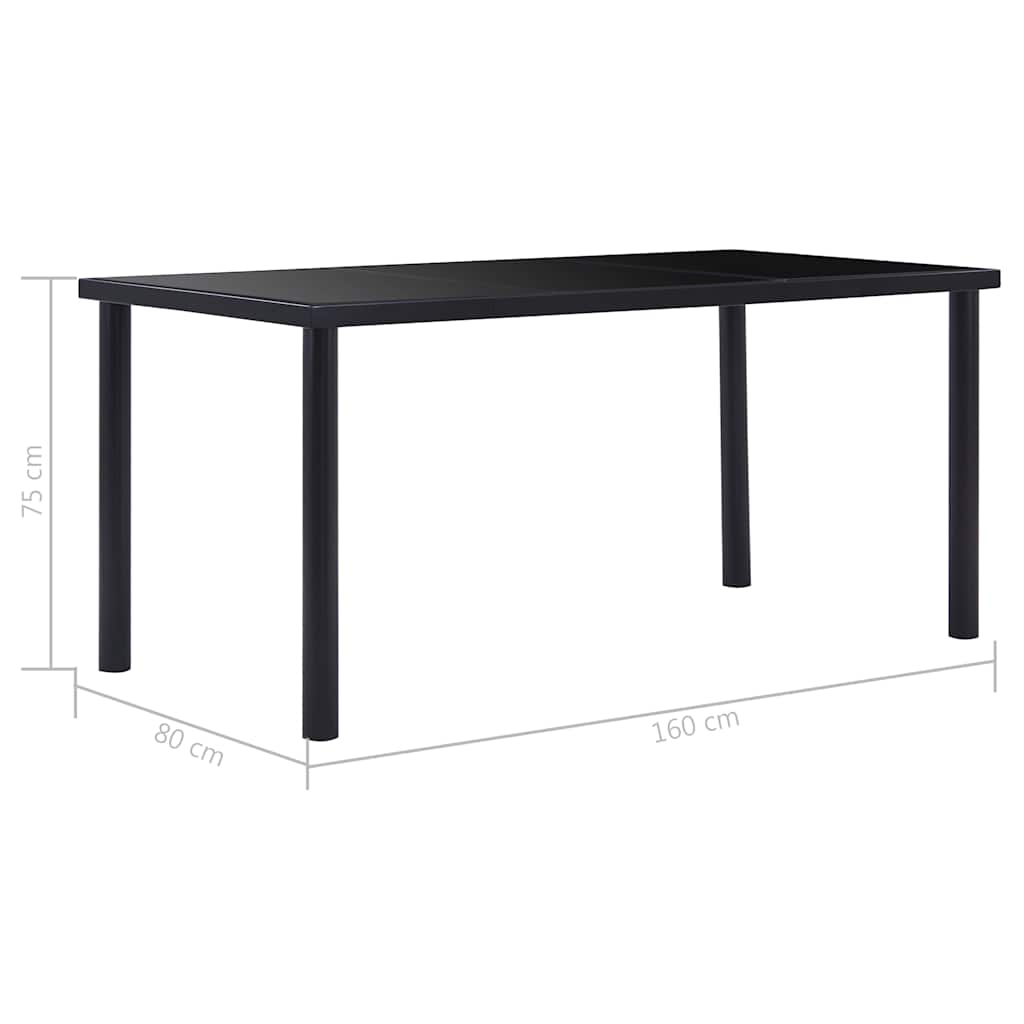 9 Piece Dining Set Faux Leather Black
