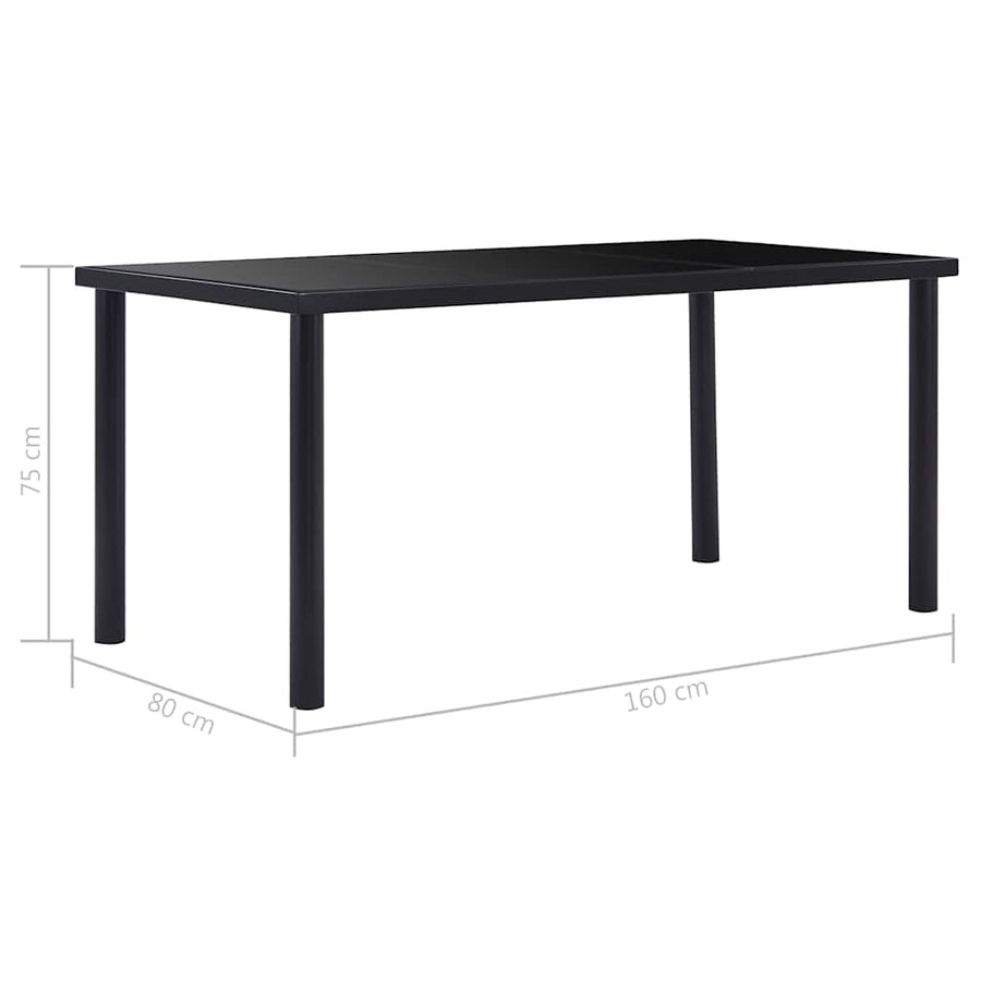 9 Piece Dining Set Faux Leather Black