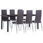 7 Piece Dining Set Faux Leather Grey
