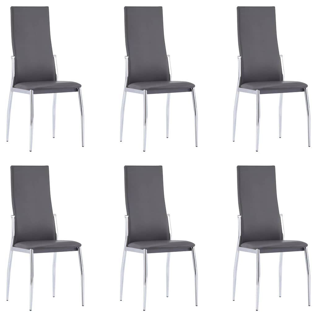 7 Piece Dining Set Faux Leather Grey