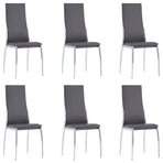 7 Piece Dining Set Faux Leather Grey
