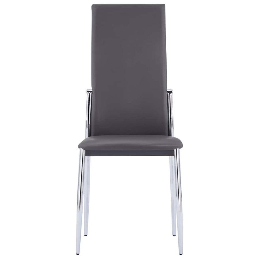 7 Piece Dining Set Faux Leather Grey