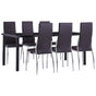 7 Piece Dining Set Faux Leather Brown
