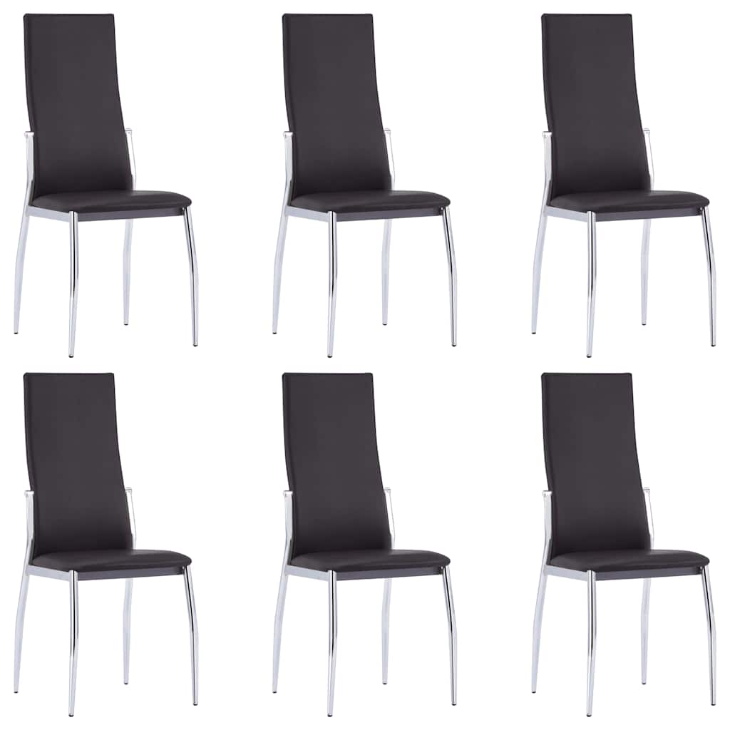 7 Piece Dining Set Faux Leather Brown