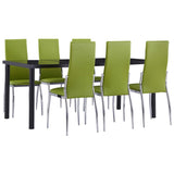 7 Piece Dining Set Faux Leather Green