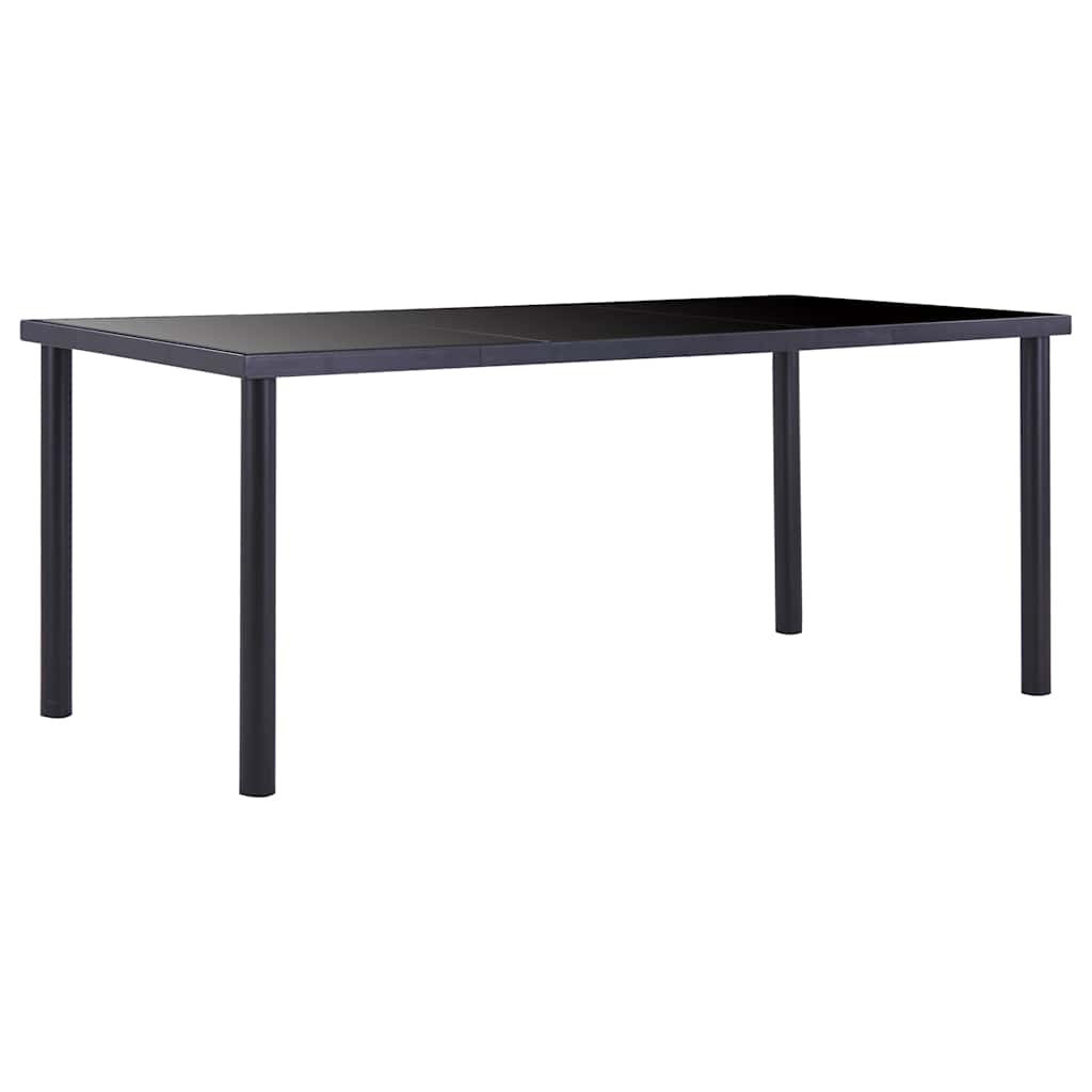 7 Piece Dining Set Faux Leather Black