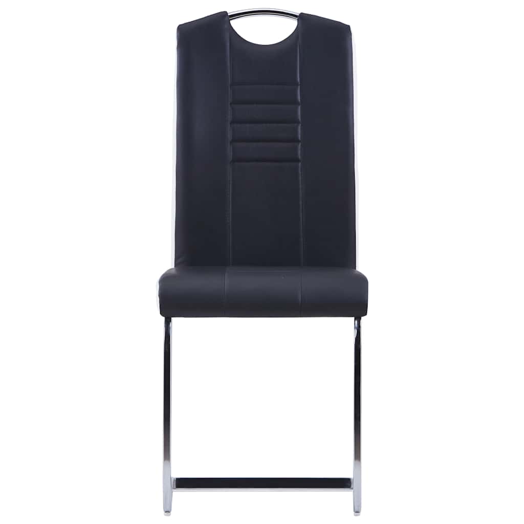 7 Piece Dining Set Faux Leather Black