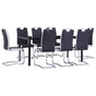 9 Piece Dining Set Faux Leather Black
