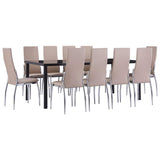 11 Piece Dining Set Faux Leather Cappuccino