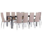 11 Piece Dining Set Faux Leather Cappuccino