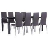 9 Piece Dining Set Faux Leather Grey