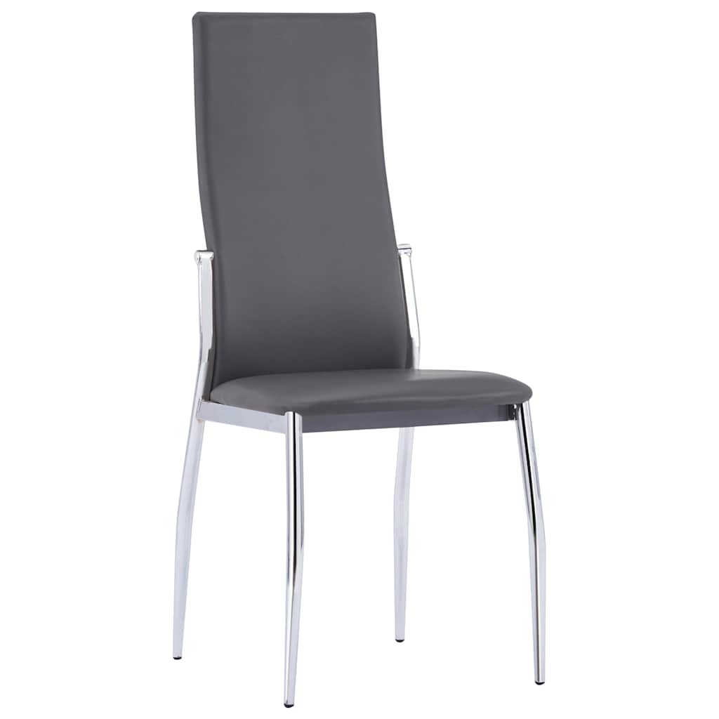 9 Piece Dining Set Faux Leather Grey