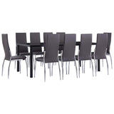 11 Piece Dining Set Faux Leather Grey