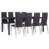 9 Piece Dining Set Faux Leather Brown