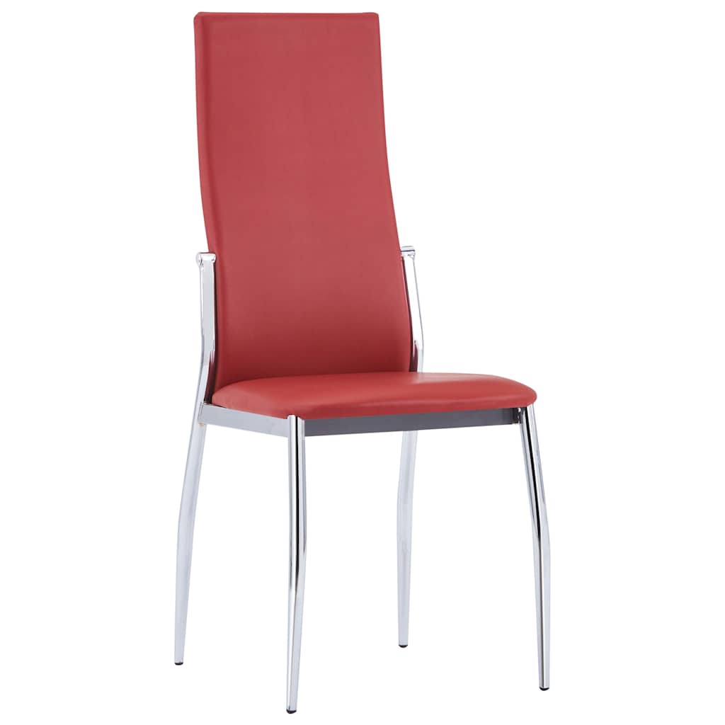 11 Piece Dining Set Faux Leather Red