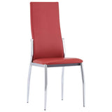 11 Piece Dining Set Faux Leather Red - Rear View