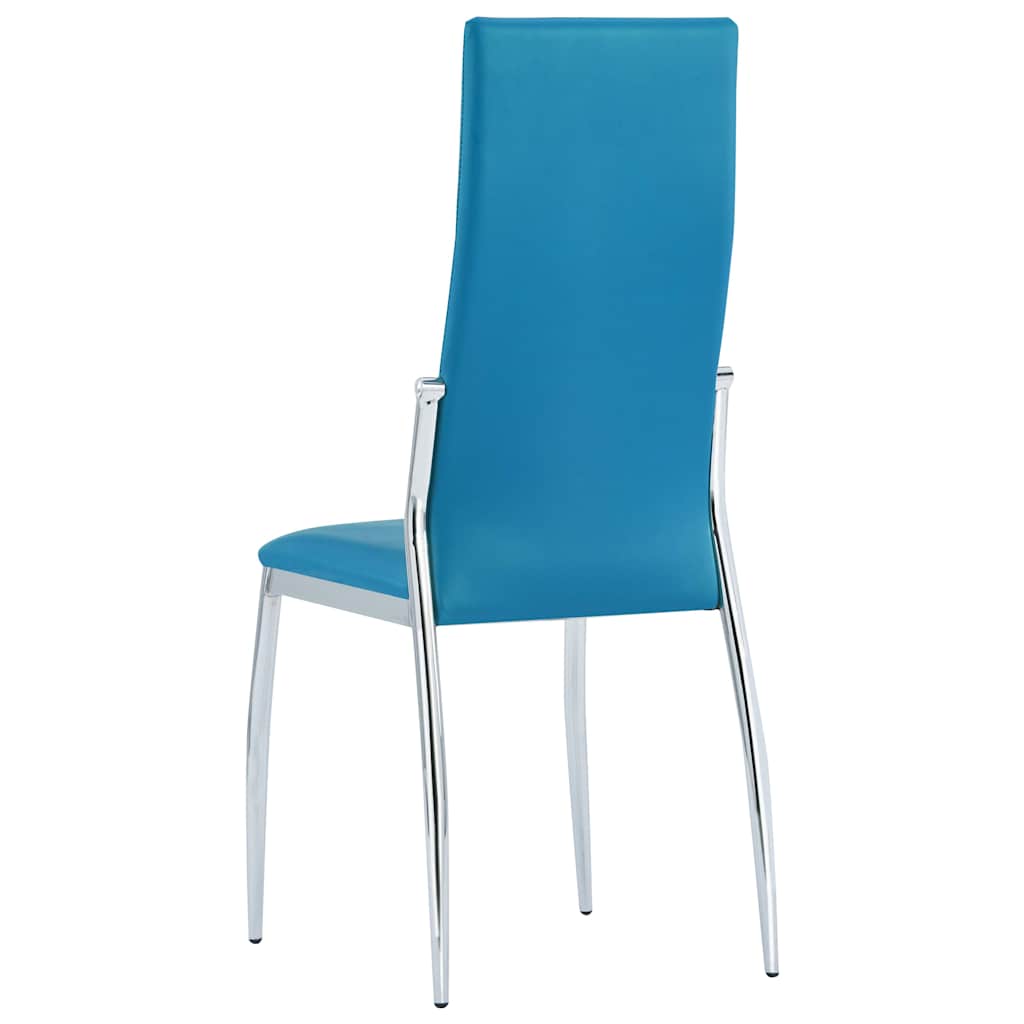 11 Piece Dining Set Faux Leather Blue