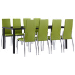 9 Piece Dining Set Faux Leather Green