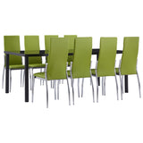 9 Piece Dining Set Faux Leather Green