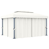 Gazebo with Curtain 4x3 m Cream White Aluminium
