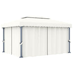 Gazebo with Curtain 4x3 m Cream White Aluminium
