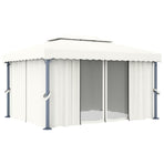 Gazebo with Curtain 4x3 m Cream White Aluminium