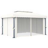 Gazebo with Curtain 4x3 m Cream White Aluminium - Side View