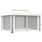 Gazebo with Curtain 4x3 m Cream White Aluminium