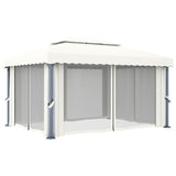 Gazebo with Curtain 4x3 m Cream White Aluminium - Top-Down View