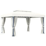 Gazebo with Curtain 4x3 m Cream White Aluminium