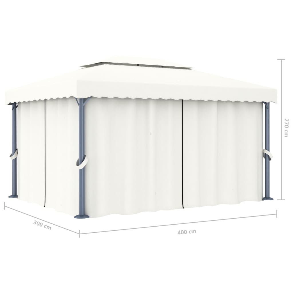 Gazebo with Curtain 4x3 m Cream White Aluminium