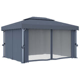 Gazebo with Curtain 4x3 m Anthracite Aluminium - Side View