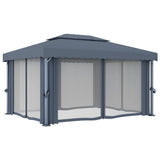 Gazebo with Curtain 4x3 m Anthracite Aluminium - Top-Down View