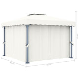 Gazebo with Curtain 3x3 m Cream White Aluminium - Rear View