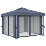 Gazebo with Curtain 3x3 m Anthracite Aluminium - Side View