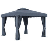 Gazebo with Curtain 3x3 m Anthracite Aluminium - Top-Down View