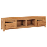 TV Cabinet 115x30x35 cm Solid Teak Wood - Front View