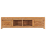 TV Cabinet 115x30x35 cm Solid Teak Wood - Side View