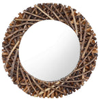Wall Mirror 60 cm Teak Round