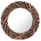 Wall Mirror 60 cm Teak Round