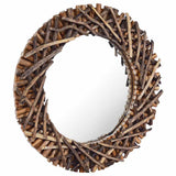 Wall Mirror 60 cm Teak Round - Front View