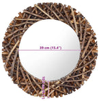 Wall Mirror 60 cm Teak Round