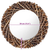 Wall Mirror 60 cm Teak Round - Rear View