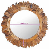 Wall Mirror 60 cm Teak Round - Rear View