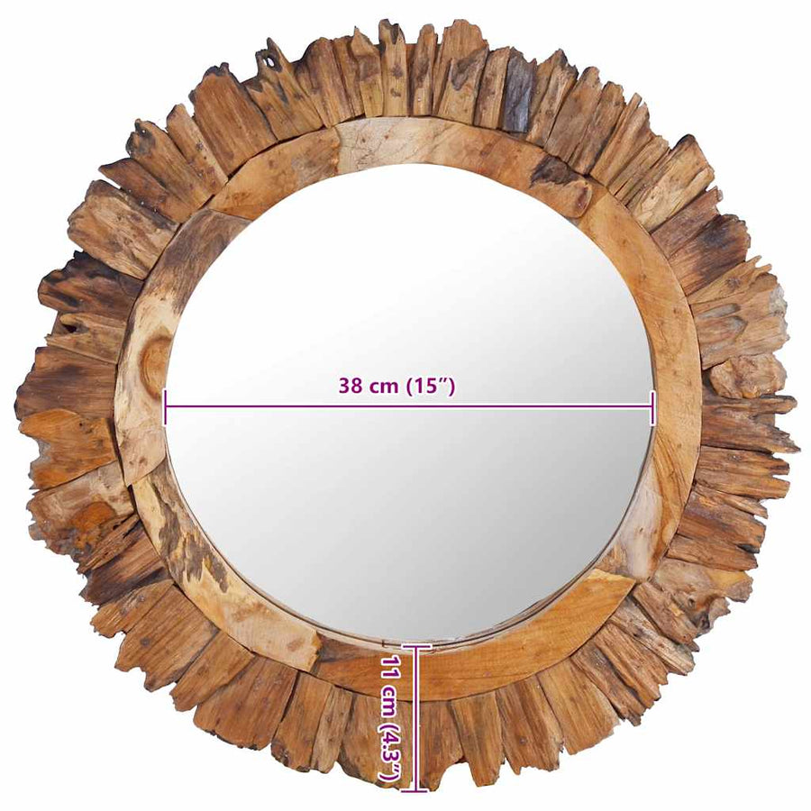 Wall Mirror 60 cm Teak Round