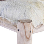 Bar Stool Real Goat Leather and Solid Teak Wood