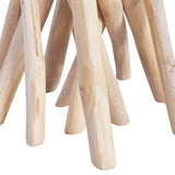 Coffee Table with Glass Top 35x35x50 cm Solid Teak Wood - Front View