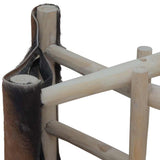 Folding Stool Goatskin Leather and Solid Teak Wood - 45-Degree Angle