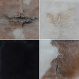Folding Stool Goatskin Leather and Solid Teak Wood - Close-Up Angle